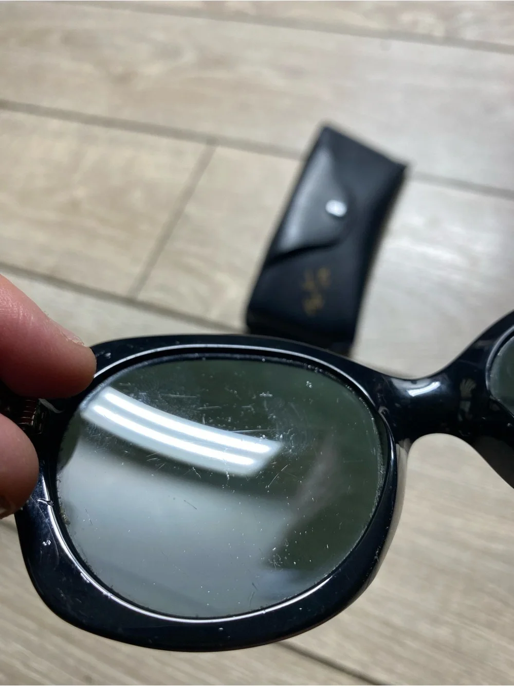 Ray-Ban RB4191 Highstreet Women's Black Round Oversized Sunglasses Green Lens